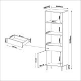 Libreria Beige un Cassetto 3 Ripiani 60x39x184h cm, con Piedini in Metallo - Pioraco