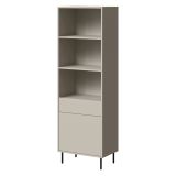 Libreria Beige un Cassetto 3 Ripiani 60x39x184h cm, con Piedini in Metallo - Pioraco