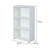 Libreria Bianco 2 Ripiani 2 Ante 60x30x110h cm, Struttura Verticale - Porte