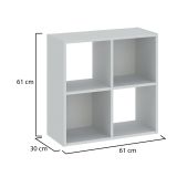 Libreria Bianco 2 Ripiani Installazione a Terra 61x30x61h cm, Struttura Verticale - Liha