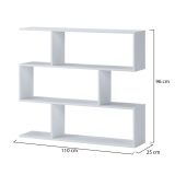 Libreria Bianco 3 Ripiani Installazione a Terra 110x25x96h cm, Portata Ripiani 15 - Terzolas