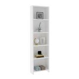 Libreria Bianco 4 Ripiani Installazione Libera 40x20x150h cm, Struttura Verticale - Civo