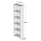 Libreria Bianco 4 Ripiani Installazione Libera 40x20x150h cm, Struttura Verticale - Civo
