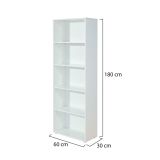Libreria Bianco 4 Ripiani Struttura Verticale 60x30x180h cm, - Erba