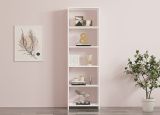 Libreria Bianco 5 Ripiani Installazione Libera 50x20x160h cm, Struttura Verticale - Piubega