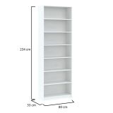 Libreria Bianco 6 Ripiani Installazione a Terra 80x33x234h cm, Struttura Verticale - Lika