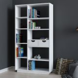 Libreria Bianco 8 Ripiani 2 Cassetti 80x25x189h cm, Installazione Libera - Imer