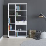 Libreria Bianco 8 Ripiani 2 Cassetti 80x25x189h cm, Installazione Libera - Imer