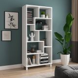 Libreria Bianco 8 Ripiani Installazione a Terra 68x25x161h cm, Struttura Aperta - Veniano
