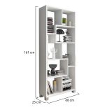 Libreria Bianco 8 Ripiani Installazione a Terra 68x25x161h cm, Struttura Aperta - Veniano