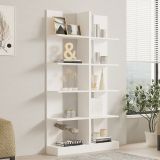 Libreria Bianco 8 Ripiani Installazione Libera 100x26x180h cm, Struttura Verticale - Noasca