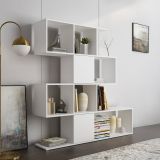 Libreria Bianco 9 Ripiani Installazione a Terra 93x28x142h cm, Struttura a zig zag - Budrio