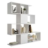 Libreria Bianco 9 Ripiani Installazione a Terra 93x28x142h cm, Struttura a zig zag - Budrio