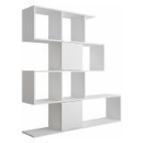 Libreria Bianco 9 Ripiani Installazione a Terra 93x28x142h cm, Struttura a zig zag - Budrio