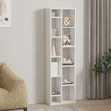 Libreria Bianco 9 Ripiani Installazione Libera 44x20x150h cm, Struttura Verticale - Mortara
