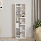 Libreria Bianco 9 Ripiani Installazione Libera 44x20x150h cm, Struttura Verticale - Mortara