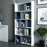 Libreria Bianco blu Ardesia 4 Ripiani Installazione Libera 80x22x170h cm, Sfumatura Colore Struttura Ardesia - Policoro