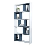 Libreria Bianco blu Ardesia 4 Ripiani Installazione Libera 80x22x170h cm, Sfumatura Colore Struttura Ardesia - Policoro