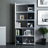 Libreria Bianco blu Ardesia 4 Ripiani Installazione Libera 80x22x170h cm, Sfumatura Colore Struttura Ardesia - Policoro