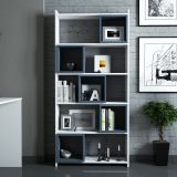 Libreria Bianco blu Ardesia 4 Ripiani Installazione Libera 80x22x170h cm, Sfumatura Colore Struttura Ardesia - Policoro