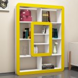Libreria Bianco Giallo 8 Ripiani Installazione Libera 108x22x140h cm, Struttura Verticale - Caltrano