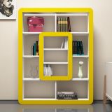 Libreria Bianco Giallo 8 Ripiani Installazione Libera 108x22x140h cm, Struttura Verticale - Caltrano