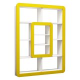 Libreria Bianco Giallo 8 Ripiani Installazione Libera 108x22x140h cm, Struttura Verticale - Caltrano