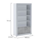 Libreria Bianco Grigio Cemento 3 Ripiani 2 Ante 105x42x191h cm, Installazione a Terra - Spinoso