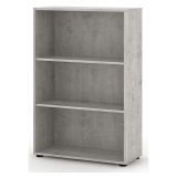 Libreria Bianco Grigio Cemento 4 Ripiani Installazione a Terra 79x34x118h cm, Sfumatura Colore Struttura Cemento - Leporano