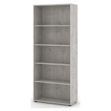 Libreria Bianco Grigio Cemento 4 Ripiani Installazione a Terra 79x34x188h cm, Sfumatura Colore Struttura Cemento - Brugnera