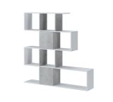 Libreria Bianco Grigio Cemento 9 Ripiani Installazione a Terra 93x28x142h cm, Sfumatura Colore Struttura Cemento - Budrio
