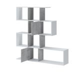 Libreria Bianco Grigio Cemento 9 Ripiani Installazione a Terra 93x28x142h cm, Sfumatura Colore Struttura Cemento - Budrio
