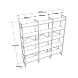 Libreria Bianco Marmo oro 5 Ripiani Installazione a Terra 170x30x175h cm, Materiale Struttura in Metallo - Gauro