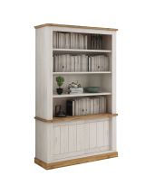 Libreria Bianco Marrone 3 Ripiani 2 Ante 122x40x203h cm, Installazione a Terra - Evandro