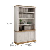 Libreria Bianco Marrone 3 Ripiani 2 Ante 122x40x203h cm, Installazione a Terra - Evandro