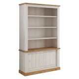 Libreria Bianco Marrone 3 Ripiani 2 Ante 122x40x203h cm, Installazione a Terra - Evandro