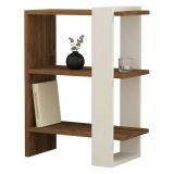 Libreria Bianco Marrone Noce 3 Ripiani Installazione Libera 52x25x70h cm, Sfumatura Colore Struttura Noce - Netro