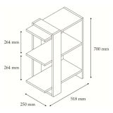 Libreria Bianco Marrone Noce 3 Ripiani Installazione Libera 52x25x70h cm, Sfumatura Colore Struttura Noce - Netro