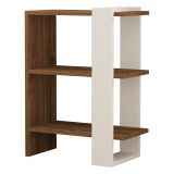 Libreria Bianco Marrone Noce 3 Ripiani Installazione Libera 52x25x70h cm, Sfumatura Colore Struttura Noce - Netro