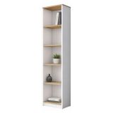 Libreria Bianco Marrone Rovere 4 Ripiani Installazione Libera 40x25x162h cm, Sfumatura Colore Struttura Rovere - Clitunno