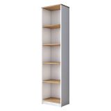Libreria Bianco Marrone Rovere 4 Ripiani Installazione Libera 40x25x162h cm, Sfumatura Colore Struttura Rovere - Clitunno