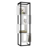 Libreria Bianco Marrone Rovere 4 Ripiani Installazione Libera 44x29x140h cm, Sfumatura Colore Struttura Rovere - Navel