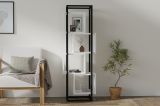 Libreria Bianco Marrone Rovere 4 Ripiani Installazione Libera 44x29x140h cm, Sfumatura Colore Struttura Rovere - Navel