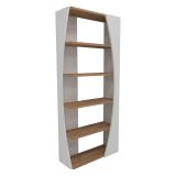 Libreria Bianco Marrone Rovere 4 Ripiani Installazione Libera 64x24x150h cm, Sfumatura Colore Struttura Rovere - Equo