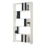 Libreria Bianco Nero Antracite 4 Ripiani Installazione Libera 90x20x180h cm, Sfumatura Colore Struttura Antracite - Tribogna