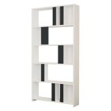Libreria Bianco Nero Antracite 4 Ripiani Installazione Libera 90x20x180h cm, Sfumatura Colore Struttura Antracite - Tribogna