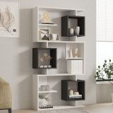 Libreria Bianco Nero Antracite 8 Ripiani Installazione Fissaggio al Muro 90x25x172h cm, Sfumatura Colore Struttura Antracite - Cergnago