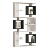 Libreria Bianco Nero Antracite 8 Ripiani Installazione Fissaggio al Muro 90x25x172h cm, Sfumatura Colore Struttura Antracite - Cergnago