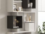 Libreria Bianco Nero Antracite 8 Ripiani Installazione Fissaggio al Muro 90x25x172h cm, Sfumatura Colore Struttura Antracite - Cergnago