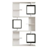 Libreria Bianco Nero Antracite 8 Ripiani Installazione Fissaggio al Muro 90x25x172h cm, Sfumatura Colore Struttura Antracite - Cergnago